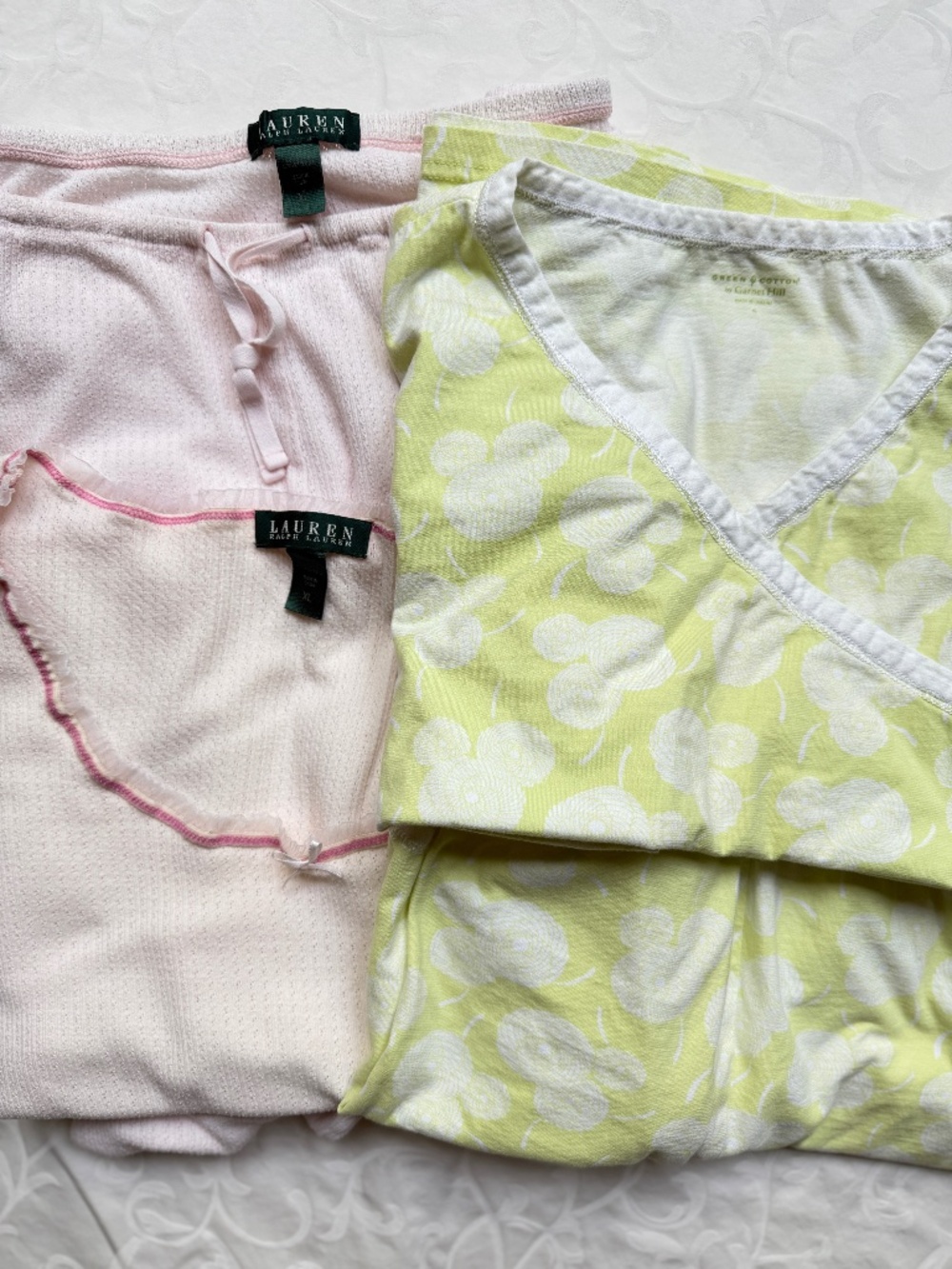 Women’s Pajamas Bundle Green Pink Ralph Lauren Garnet Hill Sz XL
